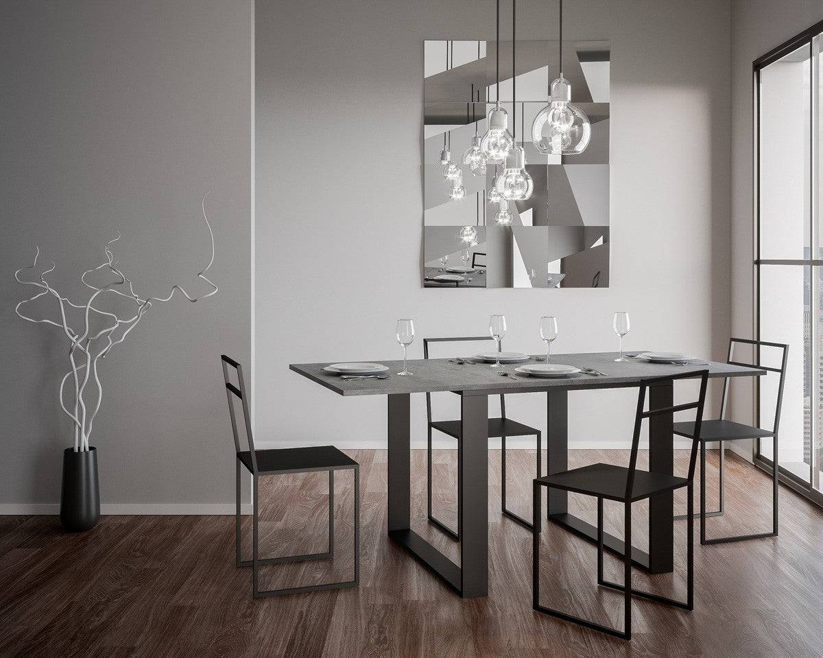 Tavolo apribile Tecno Libra con telaio Antracite, dimensioni 90x90/180 cm e 90x120/240 cm
