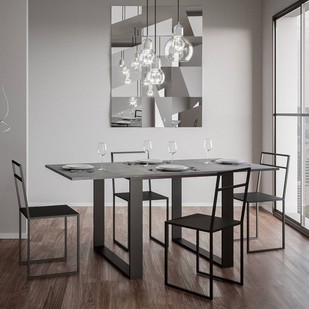 Tavolo apribile Tecno Libra con telaio Antracite, dimensioni 90x90/180 cm e 90x120/240 cm