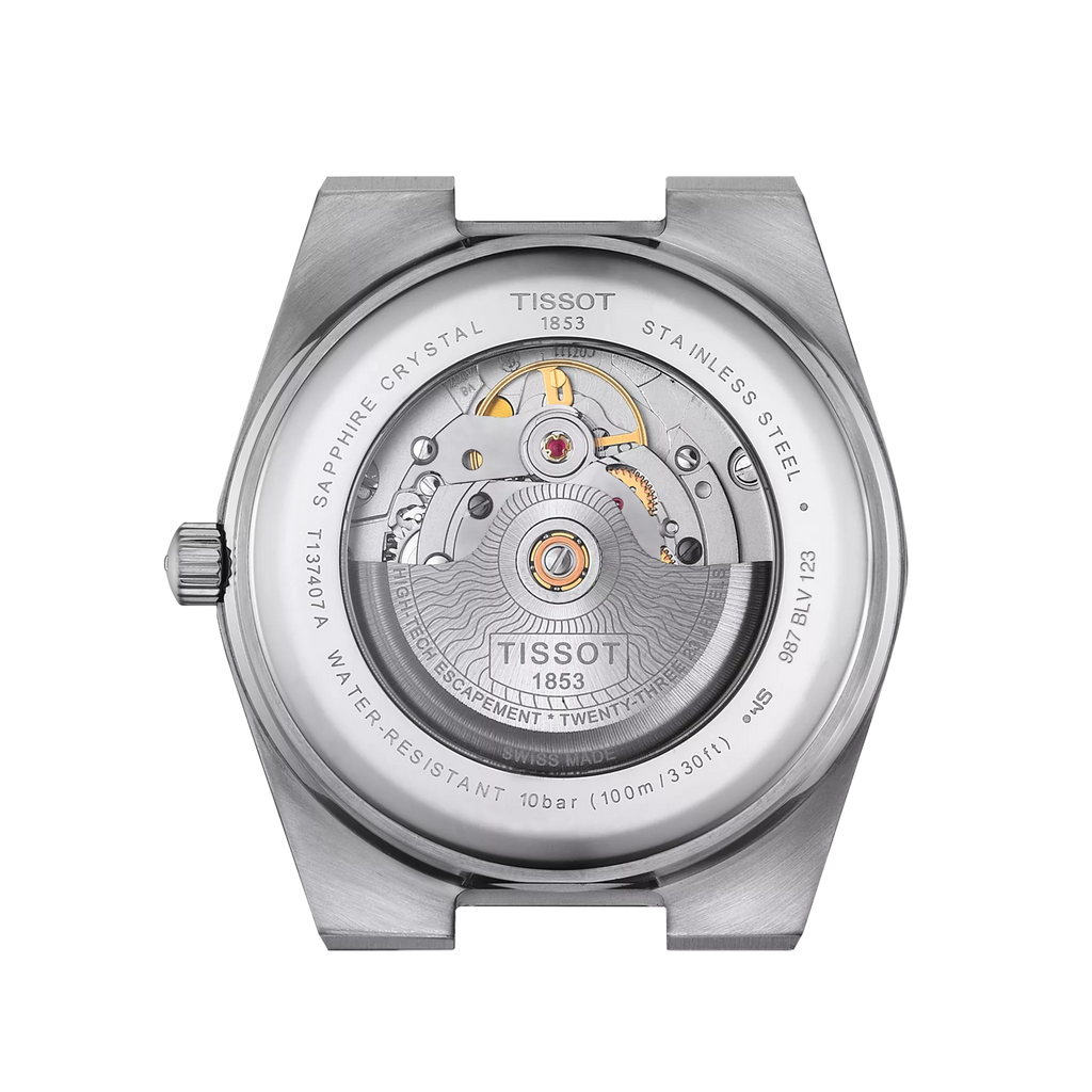 Tissot PRX Powermatic 80 T137.407.11.051.00 – Orologio automatico nero 40 mm, fondello trasparente, vetro zaffiro, bracciale acciaio
