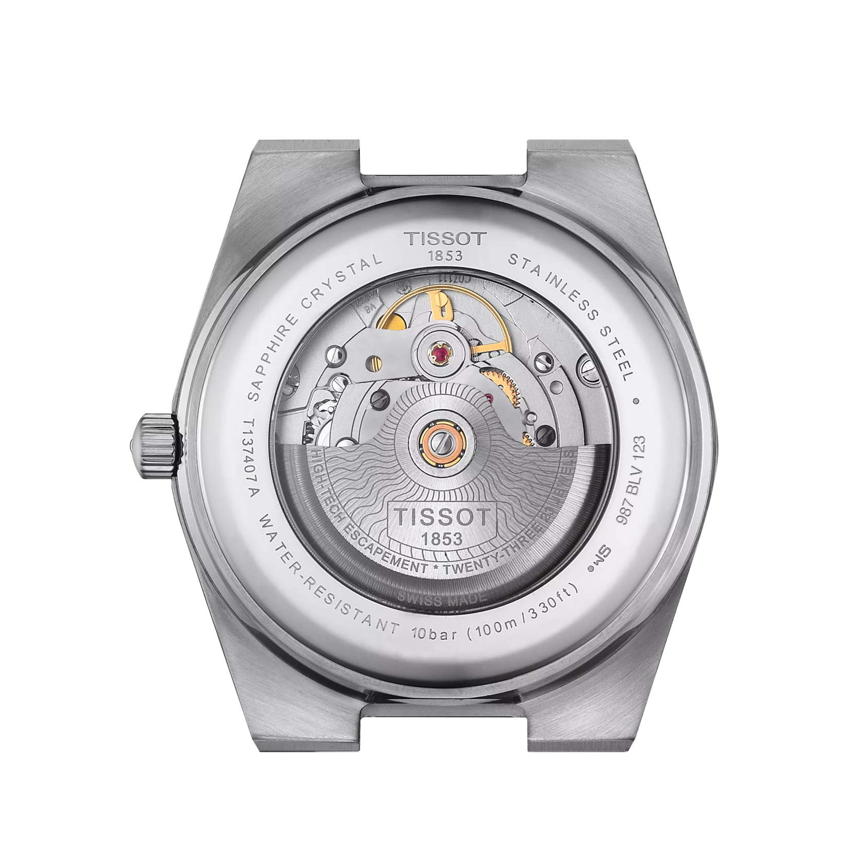 Tissot PRX Powermatic 80 T137.407.11.051.00 – Orologio automatico nero 40 mm, fondello trasparente, vetro zaffiro, bracciale acciaio