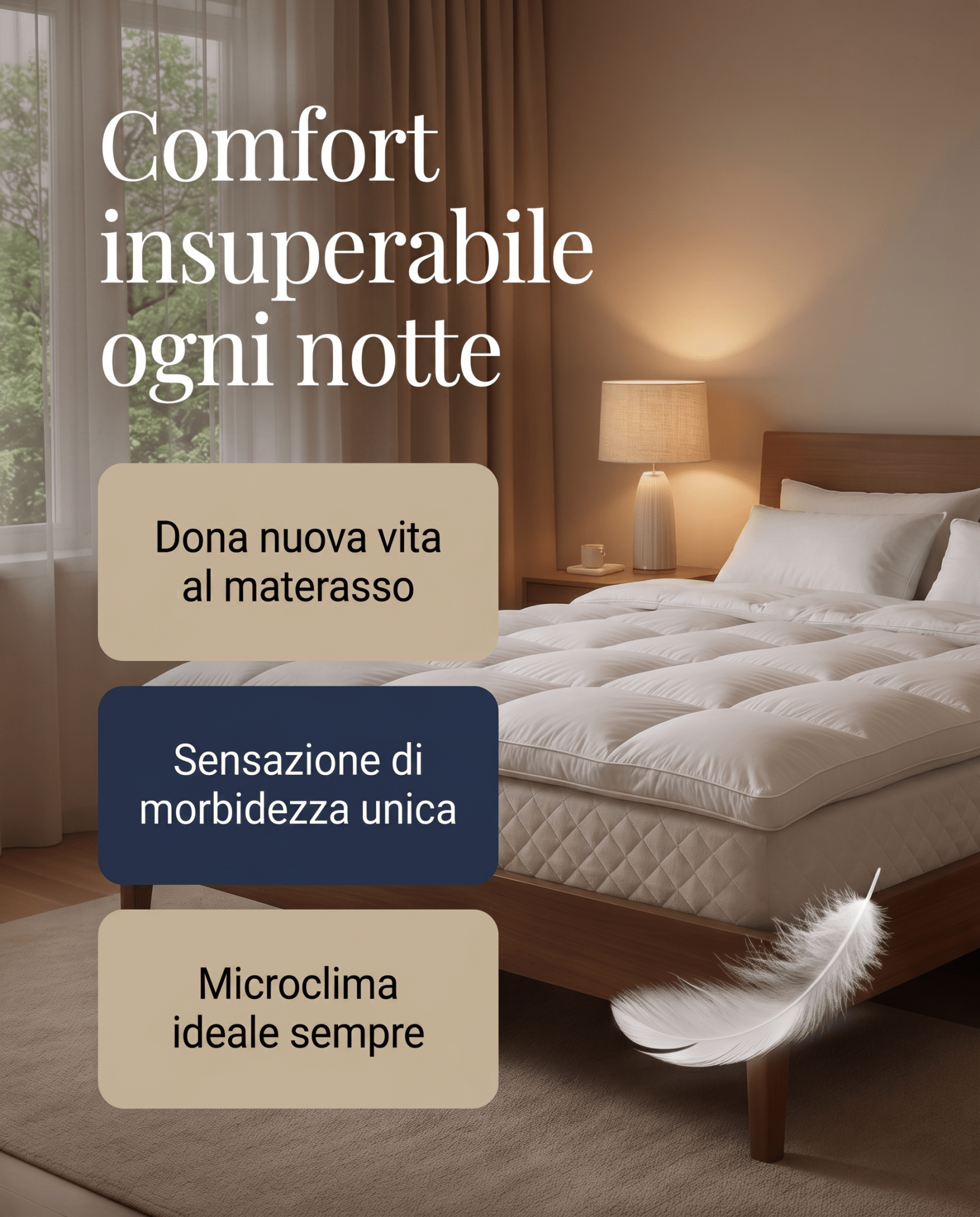 Topper Piuma d'Oca – Correttore Termoregolatore Invernale, 600 gr/m², 160x200