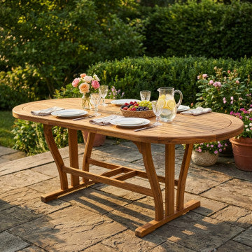 Tavolo ovale allungabile legno acacia massiccio 150/200x90 cm