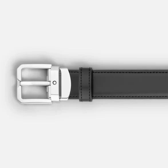 Montblanc cintura reversibile in pelle nero/testa di moro da 35mm con fibbia ardiglione 132873