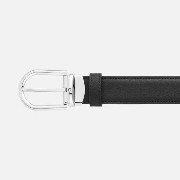 Montblanc cintura 30mm con fibbia ad ardiglione a ferro di cavallo finitura palladio lucido 128757