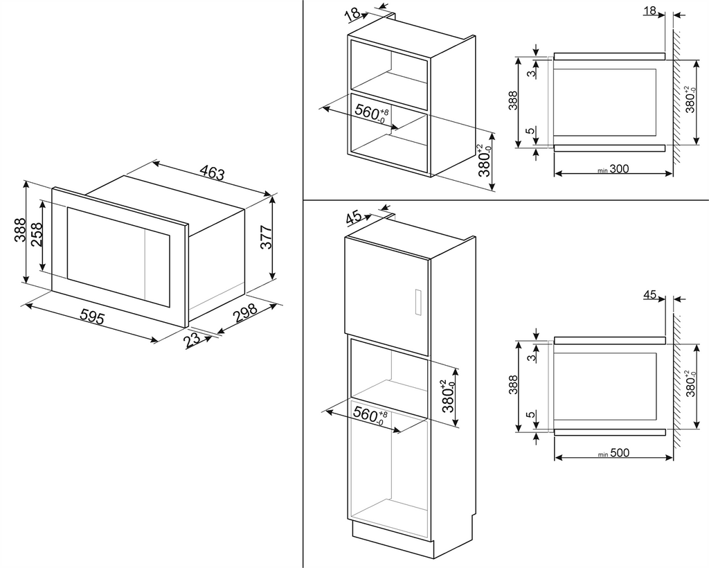 Forno Microonde Incasso 19Lt 1000W Inox Satinato 60cm