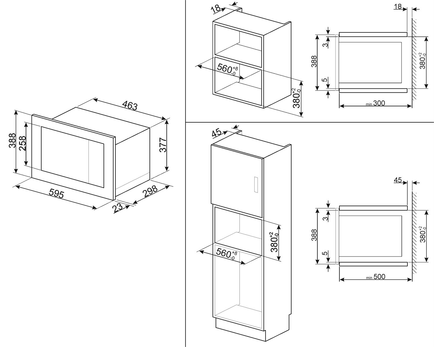 Forno Microonde Incasso 19Lt 1000W Inox Satinato 60cm
