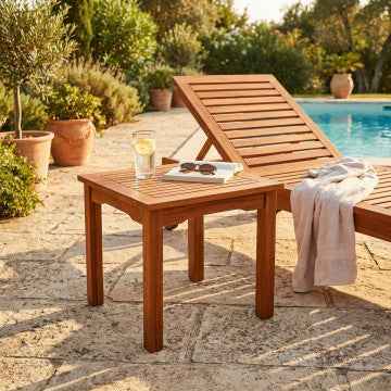 Tavolino quadrato 50x50 cm in legno di Acacia massiccio spessore 22 mm