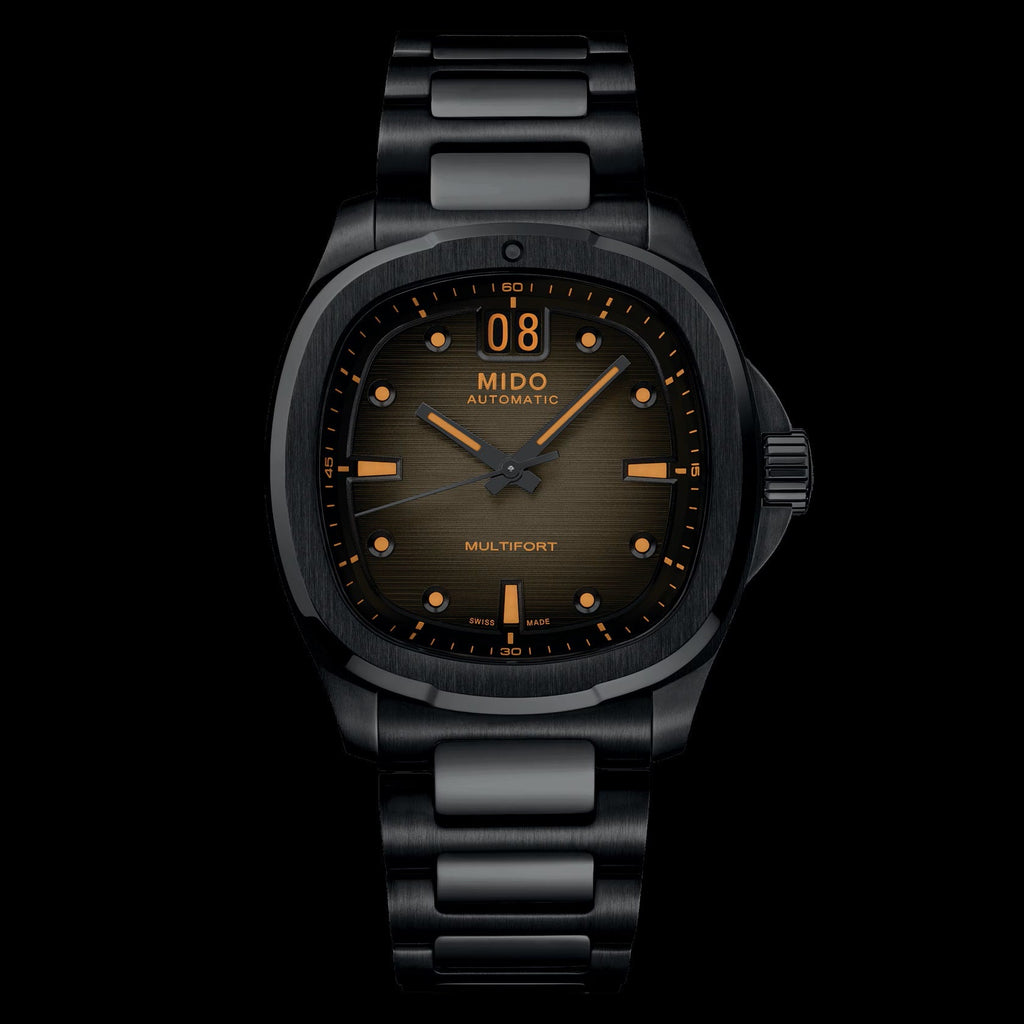 Mido orologio Multifort TV Big Date 40mm grigio automatico acciaio finitura PVD nero M049.526.33.081.00