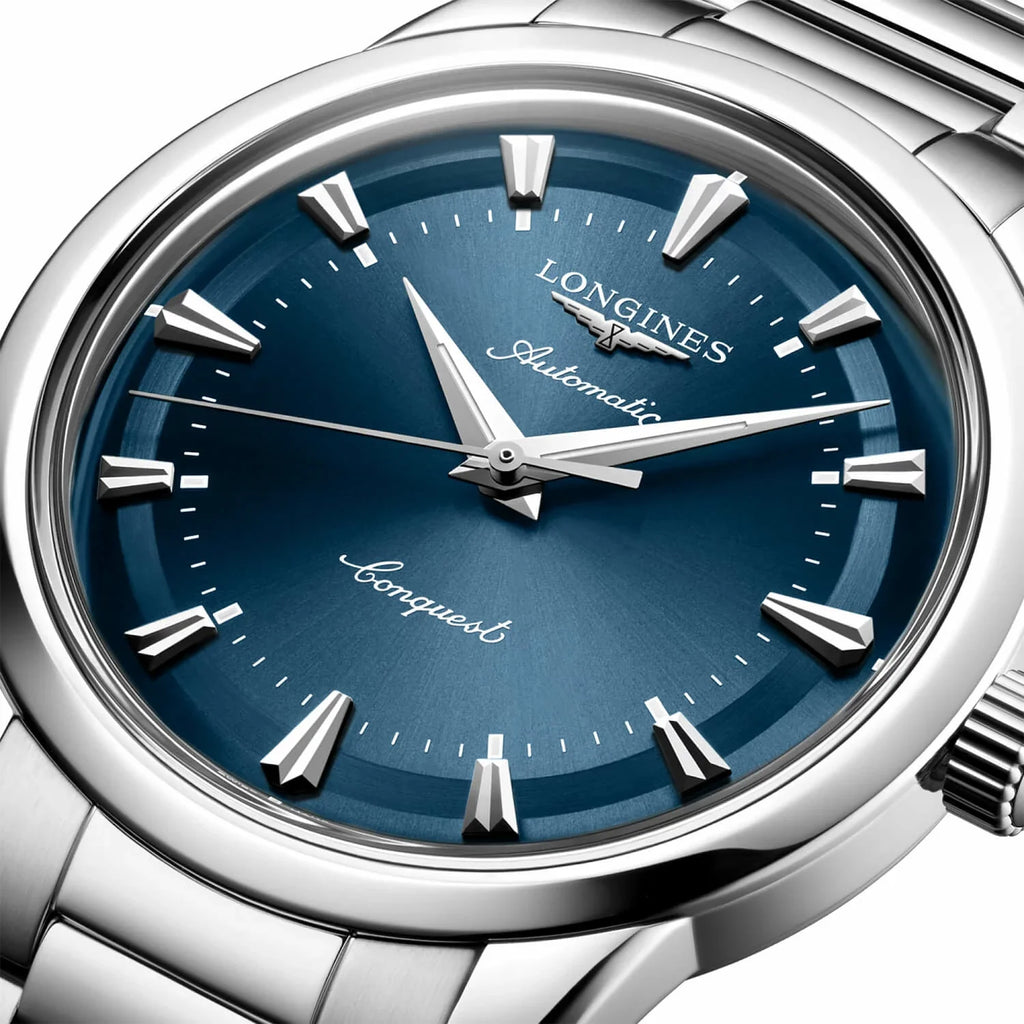 Longines orologio Conquest Heritage 38mm blu automatico acciaio L1.649.4.92.6