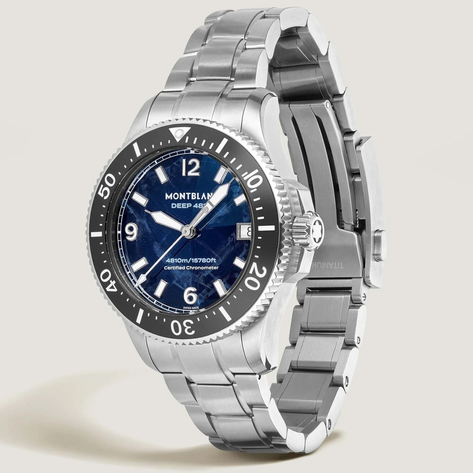 Montblanc orologio Iced Sea 0 Oxygen Deep 4810 43mm blu automatico titanio 135634