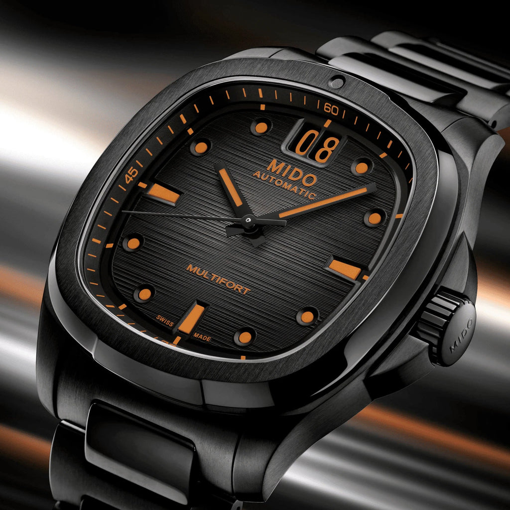 Mido orologio Multifort TV Big Date 40mm grigio automatico acciaio finitura PVD nero M049.526.33.081.00