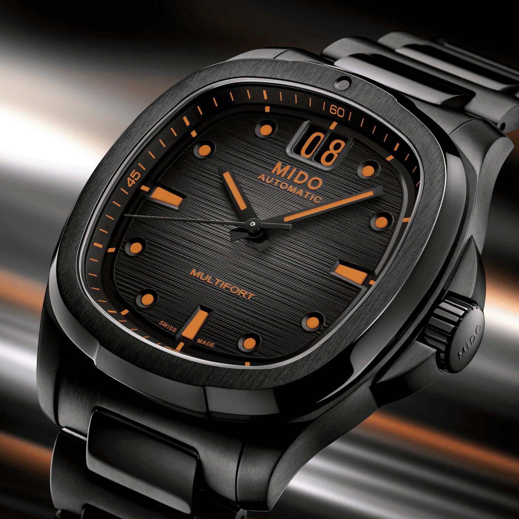 Mido orologio Multifort TV Big Date 40mm grigio automatico acciaio finitura PVD nero M049.526.33.081.00