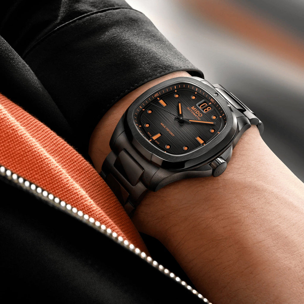 Mido orologio Multifort TV Big Date 40mm grigio automatico acciaio finitura PVD nero M049.526.33.081.00