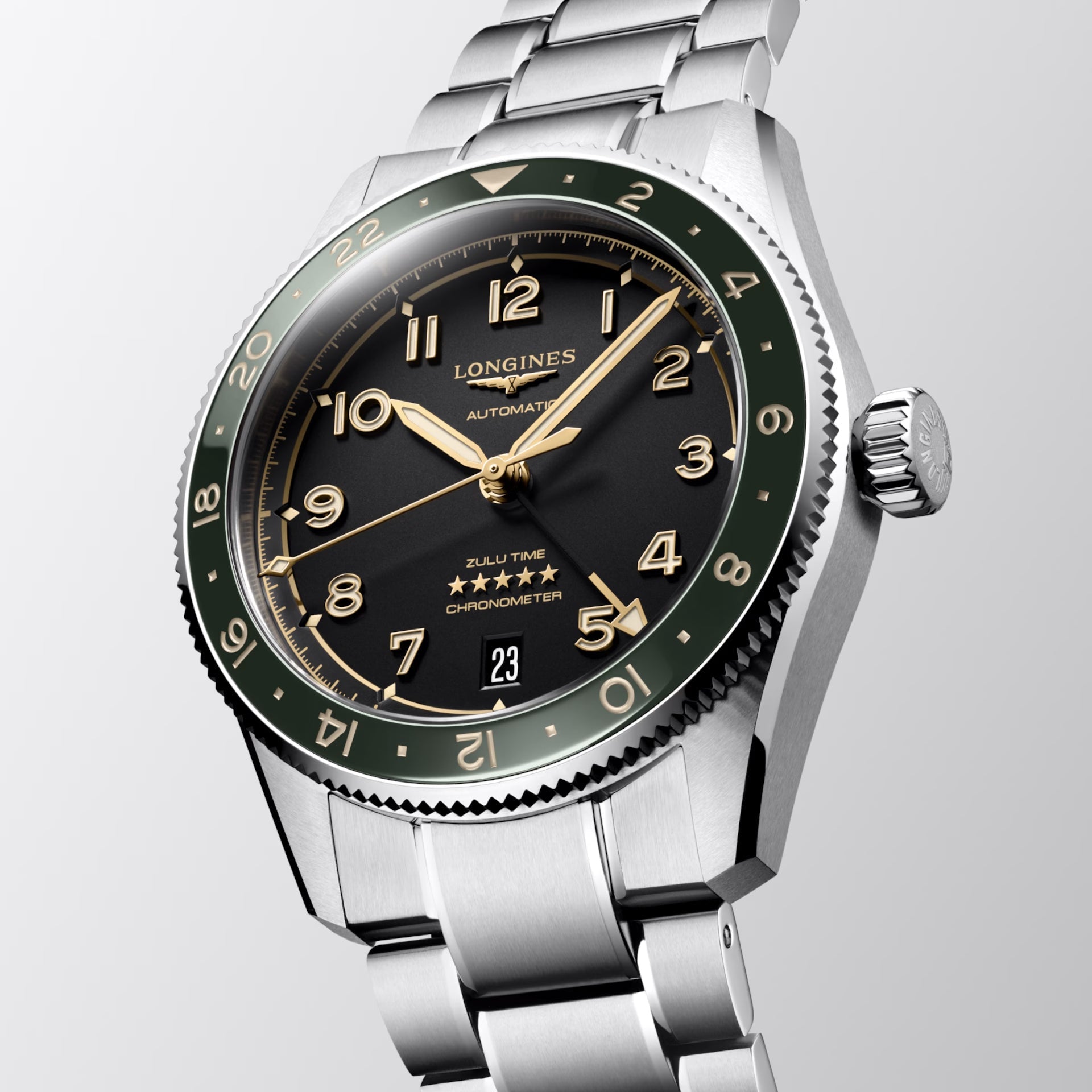Longines orologio Spirit Zulu Time 39mm antracite automatico acciaio L3.802.4.63.6
