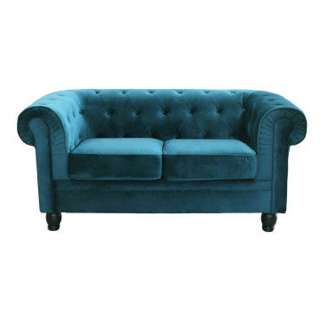 Divano Chesterfield in velluto blu o taupe con lavorazione capitonné