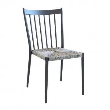 Sedia impilabile Martinica con Seduta in Polyrattan Grigio Mélange - Senza Braccioli