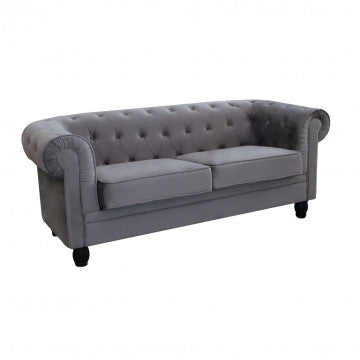 Divano Chesterfield in velluto blu o taupe con lavorazione capitonné