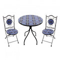 Set 2 Sedie e Tavolo Rotondo Ø 60 Nox - Azzurro/Blu, Ceramica, Pieghevole